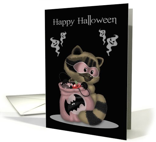 Halloween, general, Adorable raccoon with a pink mask and... (1487718)
