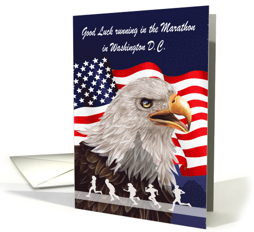 Good luck in Washington D.C. marathon run, Eagle with runners card