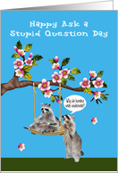 Ask a Stupid Question Day, September, raccoons with apple blossoms card