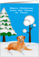 Christmas from Our House to Yours, Golden Labrador in the snow card