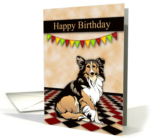 Birthday, general, featuring a rouge collie with flags... (1507970)