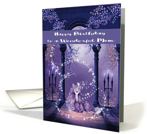 Birthday to Mom, beautiful purple and white unicorn with... (1509416)