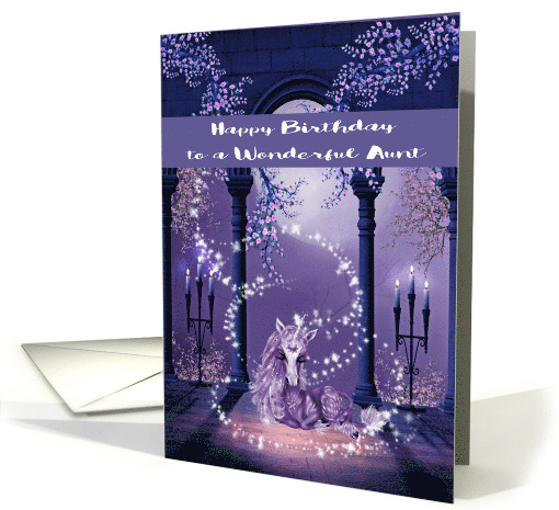 Birthday to Aunt, beautiful purple and white unicorn with... (1511324)