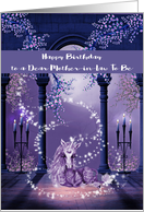 Birthday to Mother-in-Law To Be, beautiful ultra purple, white unicorn card