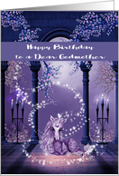 Birthday to Godmother, beautiful ultra purple and white unicorn card