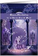 Birthday to Great Aunt, beautiful ultra purple and white unicorn card