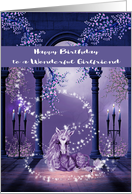 Birthday to Girlfriend, beautiful ultra purple and white unicorn card