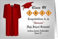 Congratulations on High School Graduation Custom Name and Year 2025 card