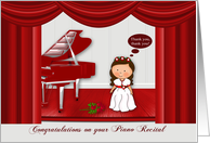 Congratulations on piano recital for female, young girl on a stage card