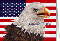 Patriot Day, 9/11 remembrance, A proud patriotic bald eagle crying card