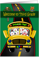 Welcome to Third Grade from the Teacher with a Bus of School Bears card