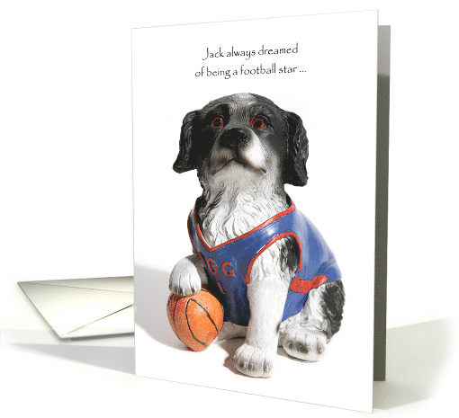 Christmas Sports Theme with a Dog with his Paw on a Basketball card