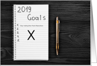 New Year’s Resolutions Humor with Black Text on a Notebook card