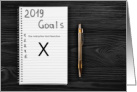 New Year’s Resolutions Humor with Black Text on a Notebook card