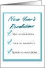 New Year’s Resolutions, A humorous list of resolutions card