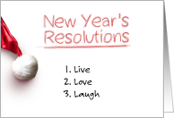 New Year’s Resolutions A Heartfelt Message on White with a Santa Hat card