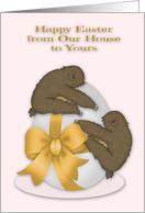 Easter from Our House to Yours, Two cute sloths hanging on a big egg card