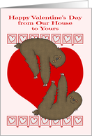 Valentine’s Day from Our House to Yours, Two cute sloths on a heart card