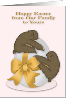 Easter from Our Family to Yours with Two Sloths Hanging on a Big Egg card