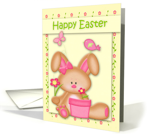 Easter, general. A Bunny Holding a Flower Pot with a Bird... (1563102)