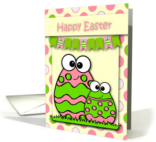 Easter, general. Two cute decorated eggs with a flag over... (1563118)