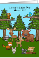 World Wildlife Day Observed on March 3rd Wildlife in the Forest card