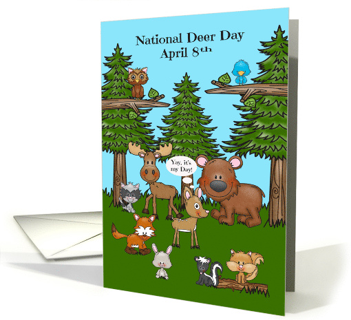 National Deer Day Observed on April 8th Wildlife in the Forest card