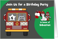 Invitation to Birthday Party Custom Name and Age Firefighter Theme card