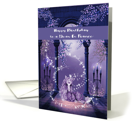 Birthday to Ex Fiance A Beautiful Ultra Purple and White unicorn card