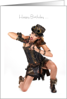 Steampunk Birthday to Husband or Preferred Man with a Sexy Woman card