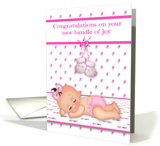 Congratutions on New Baby Girl with a Sleeping Baby on... (1575406)