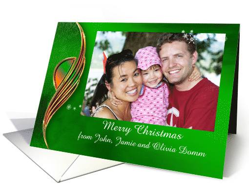 Christmas Photo Card Custom Name with an Elegant Background card