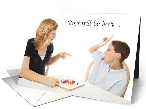 Birthday to Brother from Big Sister with a Boy being a Boy card