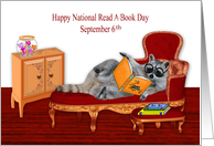 National Read A Book Day Observed on September 6th with a Raccoon card