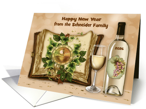 New Year From Custom Name and Year 2026 with an Old Book card