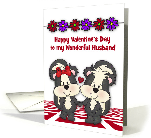 Valentine's Day to Husband with Adorable Skunks Holding Hands card