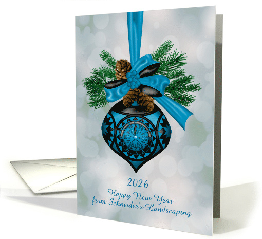 Near Year's Custom Business and 2026 Year Clock Turning Midnight card