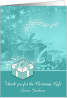 Thank you for the Christmas Gift Custom Name with Display of Presents card