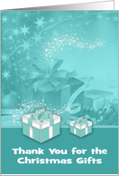 Thank you for the Christmas Gifts with Two Presents Standing Out Front card