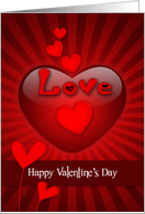Valentine’s Day with a Large Red Heart Against a Spiral Background card
