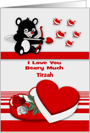 Valentine’s Day Love Custom Name with a Cupid Bear Holding a Bow card