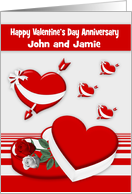 Wedding Anniversary on Valentine’s Day Custom Names with Hearts card