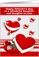 Valentine’s Day to Daughter and Daughter in Law with Hearts and Roses card