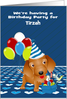 Custom Name Invitation to Birthday Party with a Wire-haired Dachshund card