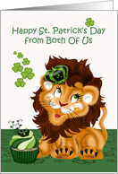 St. Patrick’s Day from Both Of Us with a Lion Wearing a Crown on Green card
