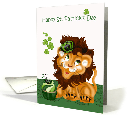 St. Patrick's Day with a Lion Wearing a Crown on Green... (1602186)