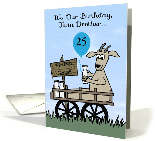 Birthday to Twin Brother Custom Age with Goat in Cart... (1605878)