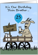 Birthday to Twin Brother Custom Age with Goat in Cart Selling Milk card