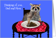 Thinking of You Dad and Mom during COVID-19 with a Raccoon Eating Dirt card