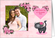 Mother’s Day Custom Photo Card with Delegate Flowers and a Cat card